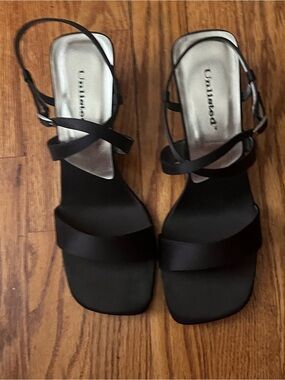 Unlisted brand NEW Black Satin Special Occasion Square Toe Strappy Sandals